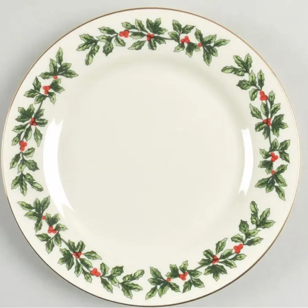 Formalities Baum Bros Holly Collection Festive Design 4 Salad Dessert Plates